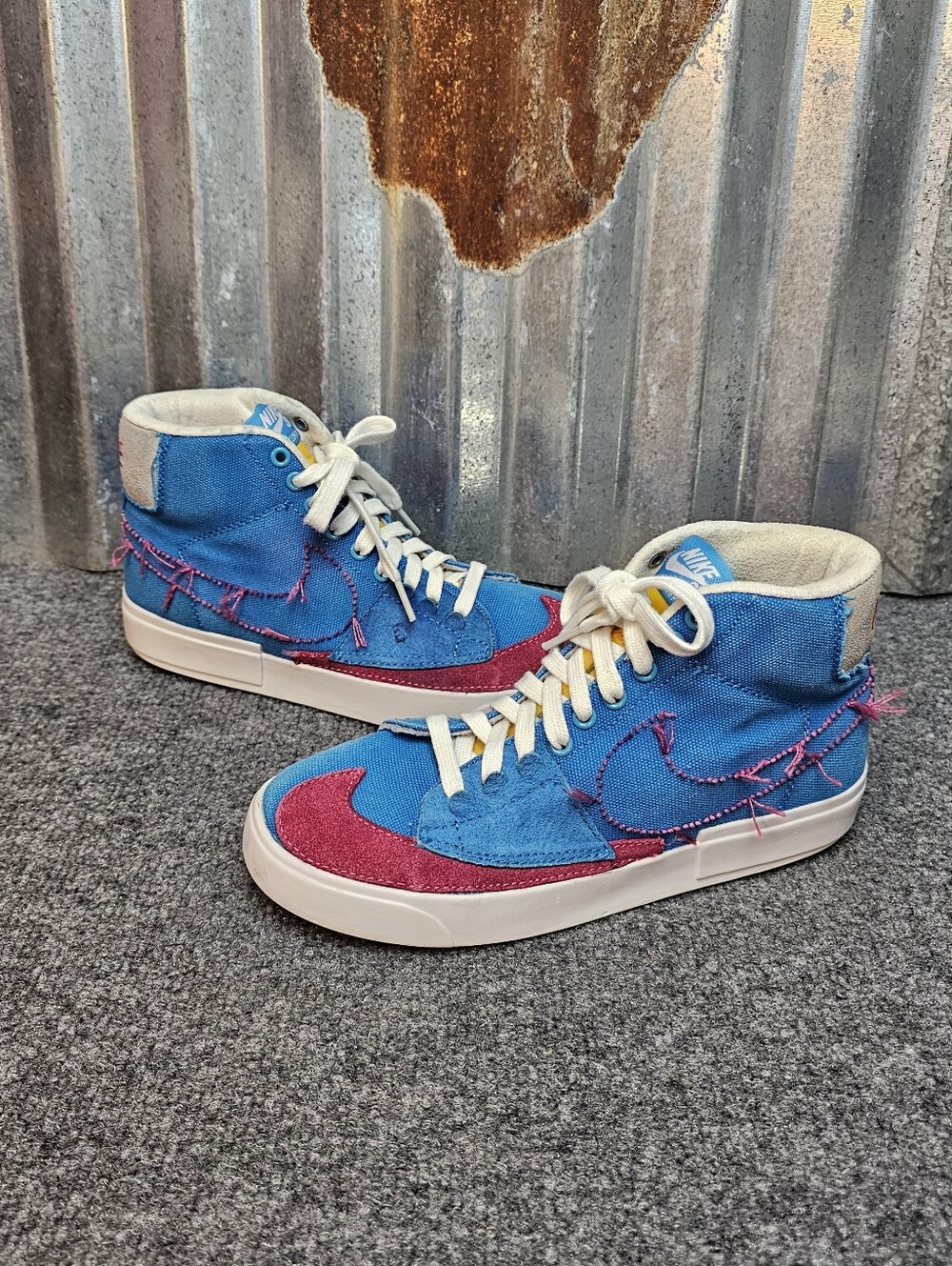 Youth Nike SB Blazer Mid Edge Hack Pack Laser Blue Watermelon Mid Top Sneakers